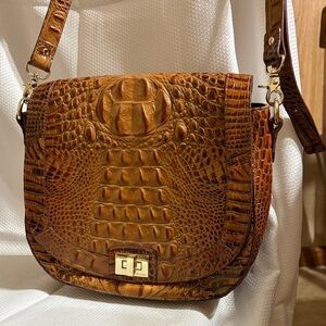 Brahmin Brown Crocodile Embossed Crossbody Bag